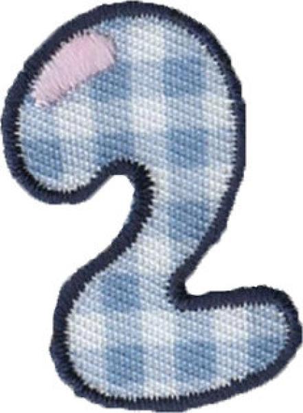 Bügelapplikation Zahl 2 ca. 22x36 mm